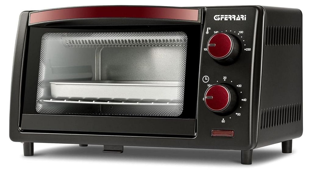 G3 Ferrari Elektrobackofen IL MORO 10, 10L, Schwarz und Bordeaux, einstellbarer Thermostat