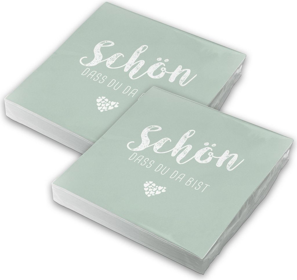 itenga 40x Serviette Schön dass du da bist eukalyptus Set