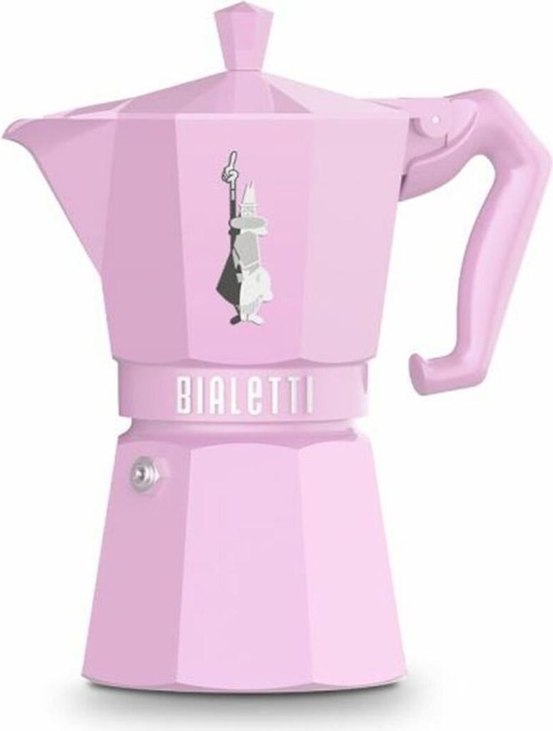 Bialetti Moka Exclusive Italienische Kaffeemaschine Rosa 6 Tassen Aluminium Thermoplastischer Griff