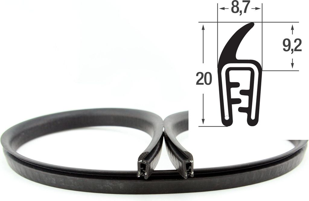 DF1Kantenschutz Dichtungs Fahnen Profil EPDM Gummi Dichtung Klemmbereich 1-2 mm
