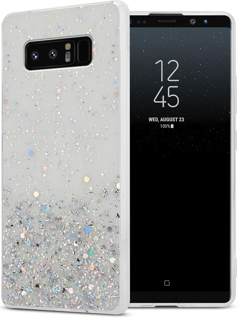 Cadorabo Hülle für Samsung Galaxy NOTE 8 Schutz Hülle in Transparent Handyhülle TPU Etui Glitter Cover Case Glitzer