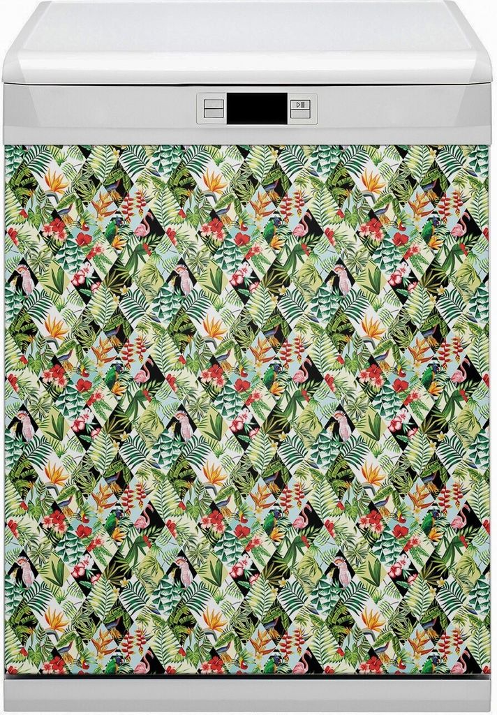 Magnete Küche Magnetmatte Magnet für Spülmaschine Abwaschbar Nachbildung 60x80 cm - Blumen und Vögel