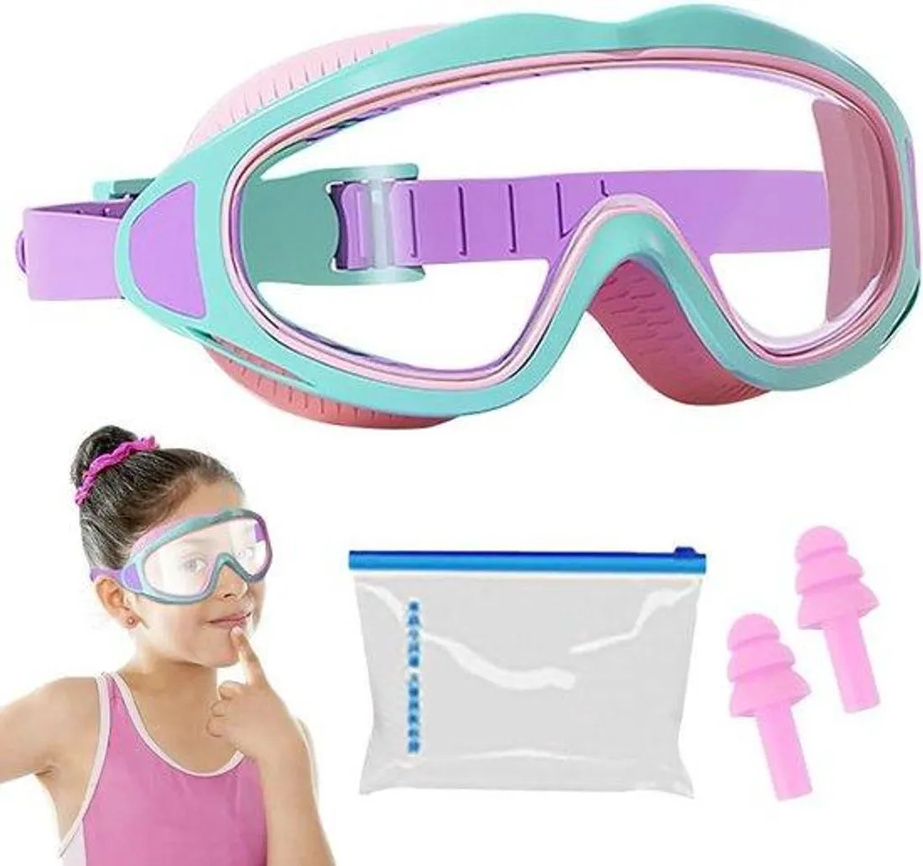 Lunettes de natation enfant panoramiques 180° anti-buée bleu turquoise