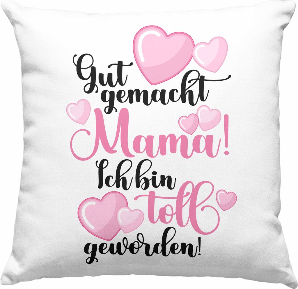 Trendation - Mutter Mama Deko-Kissen mit Füllung 40x40 Geschenk von Tochter zum Geburtstag Weihnachten Deko-Kissen mit Füllung 40x40 Lustig Gesch...