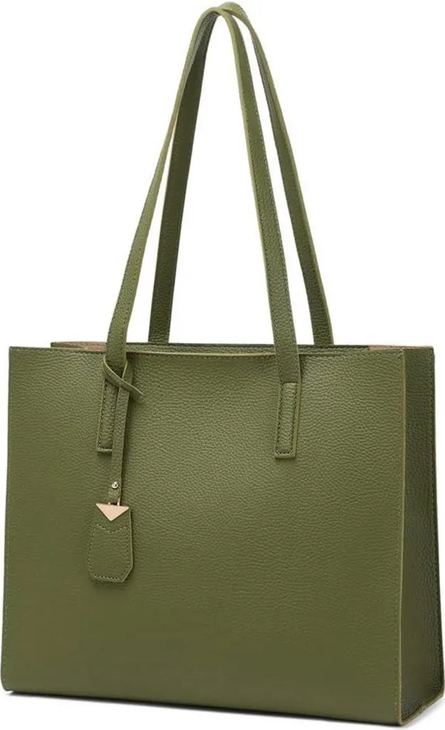 Grand sac cabas femme vert émeraude avec bandoulière double modulable