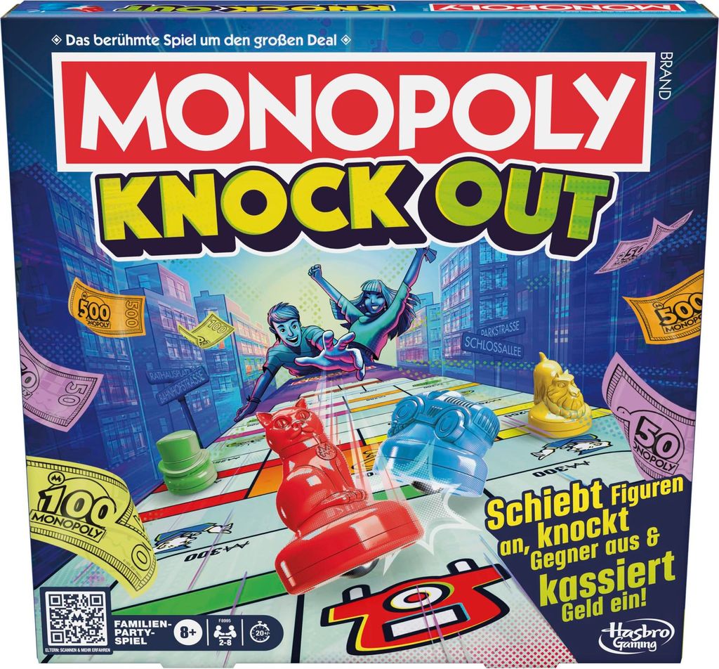The image shows the box of the Monopoly Knockout board game.