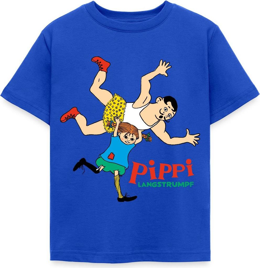 Spreadshirt Pippi Langstrumpf Pippi Ist Stark Kinder T-Shirt, 122/128 (7-8 Jahre), Royalblau
