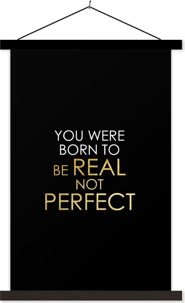 MuchoWow Textilposter Perfekt - Gold - Weiß - Buchstaben 120x180 cm mit schwarzem Rahmen - Fotos