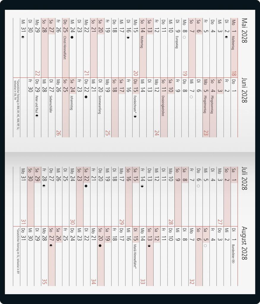 rido Taschenkalender Mod. TM 17/contacter 2027 | A6 quer, Kunststoff, schwarz