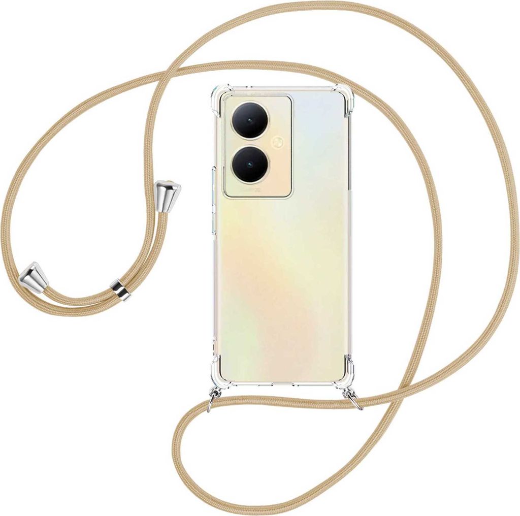 Handykette Backcover-Schutzhülle mit Band (Metall silberfarben) für vivo Y78 5G, Y78 Plus 5G, V29 Lite 5G - caramel