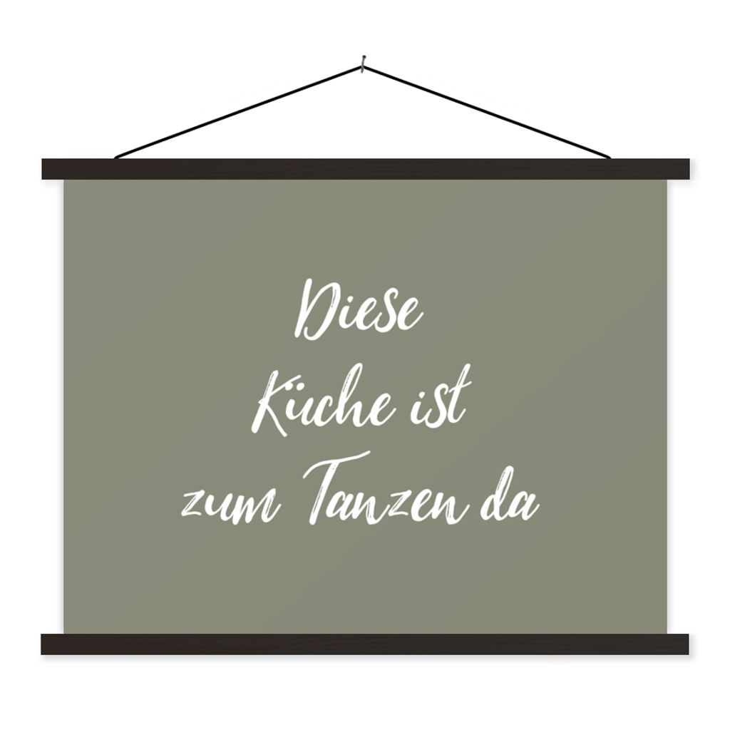 MuchoWow Textilposter Sprichwörter - Diese Küche ist zum Tanzen da - Zitate 40x30 cm mit schwarzem Rahmen - Dekorationen