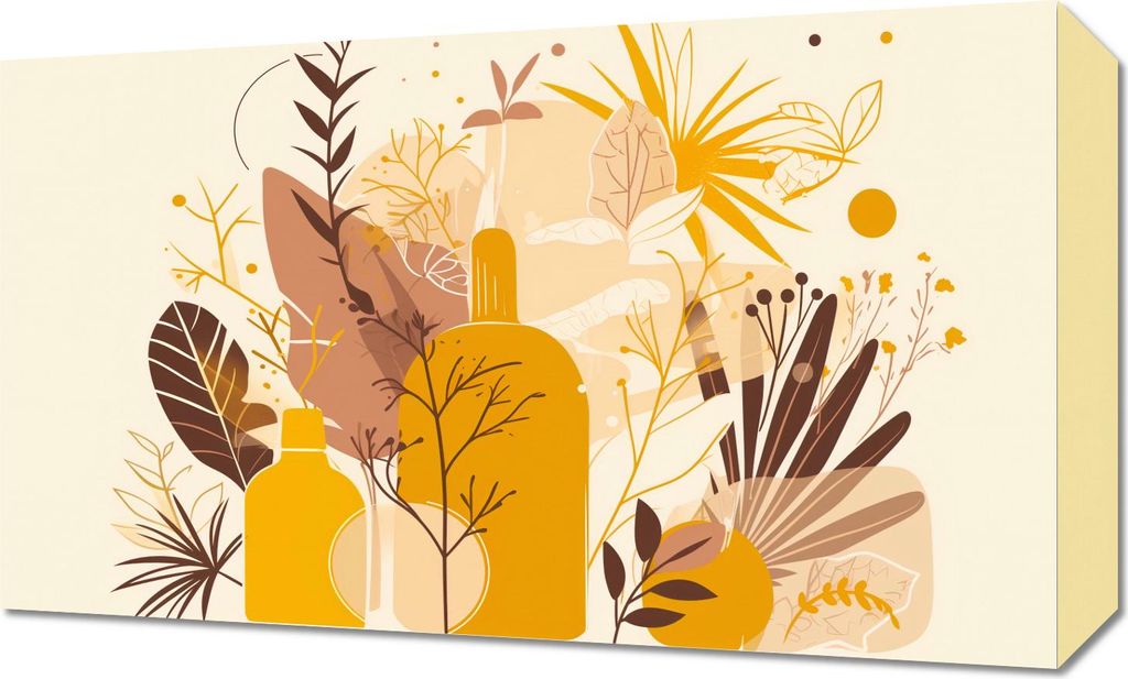 Bild 50x30cm Goldene Pflanzen