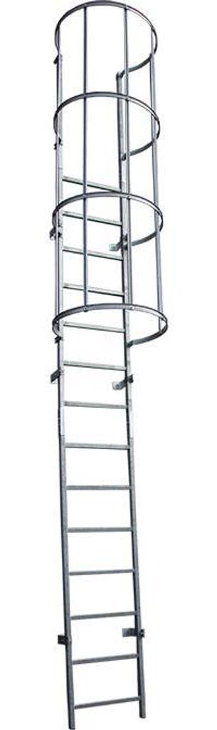 Drabest | Evakuierungsleiter Stahl - 6–8 M - 150 Kg - Modular - Schutzkorb - 27 Stufen