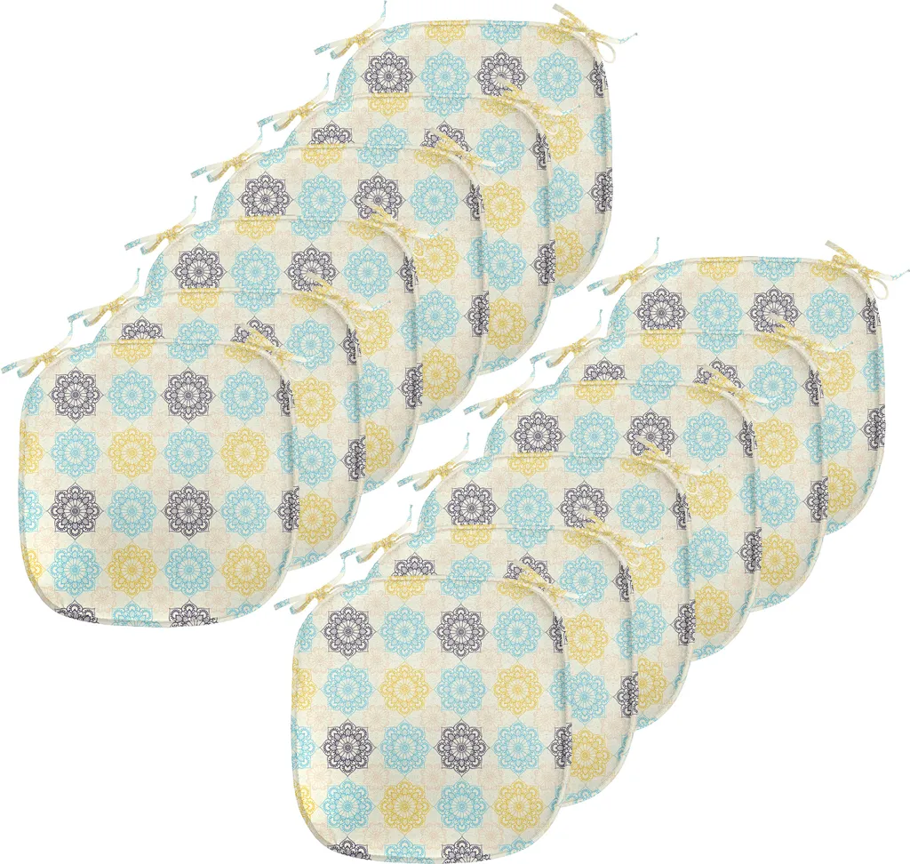 ABAKUHAUS Coussin de chaise marocain rétro 40x40 cm lot de 12 bleu jaune
