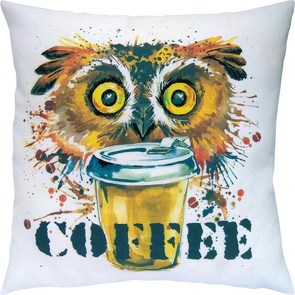 RTO Stickkissen Plattstich "Kaffee" DT-M021, Stickbild vorgezeichnet, 40x40 cm