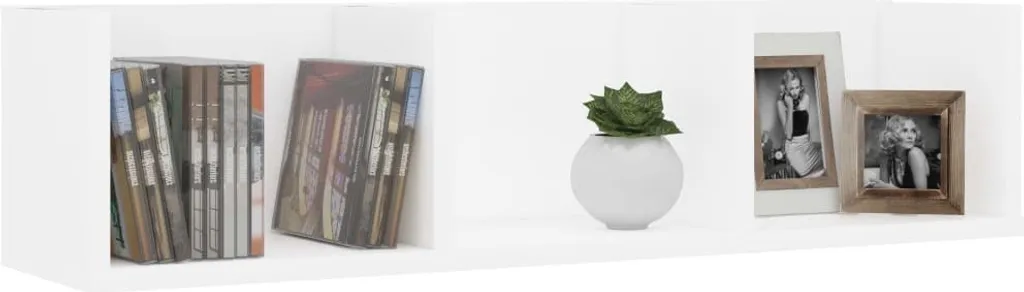 Scaffale Porta CD Bianco 75x18x18 cm | Mobiletto da Parete The Living Store - 3