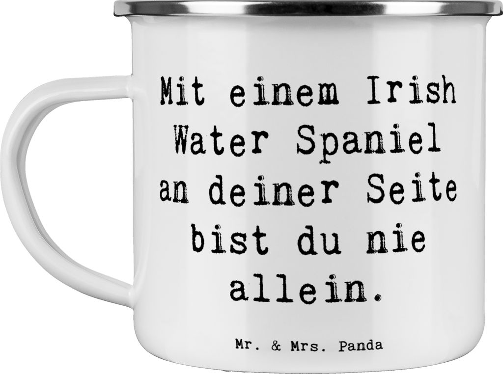 Mr. & Mrs. Panda Emaille Tasse Spruch Irish Water Spaniel Begleiter - Weiß - Geschenk, Hunde, Familienhund, Hunderassen Eigenschaften, Reisebecher...