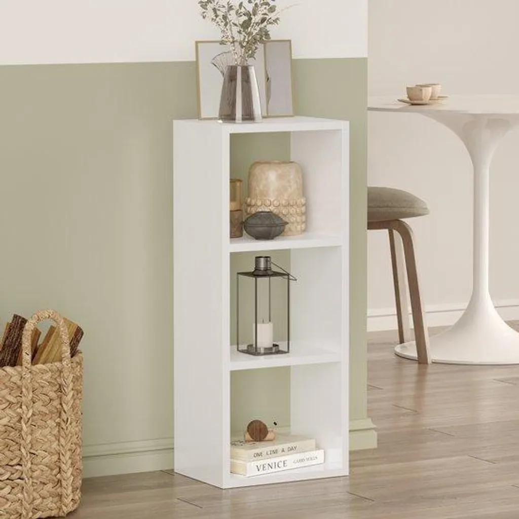 Étagère bois blanc compacte LUNOR Canaria 3 tablettes pour petits espaces - 4