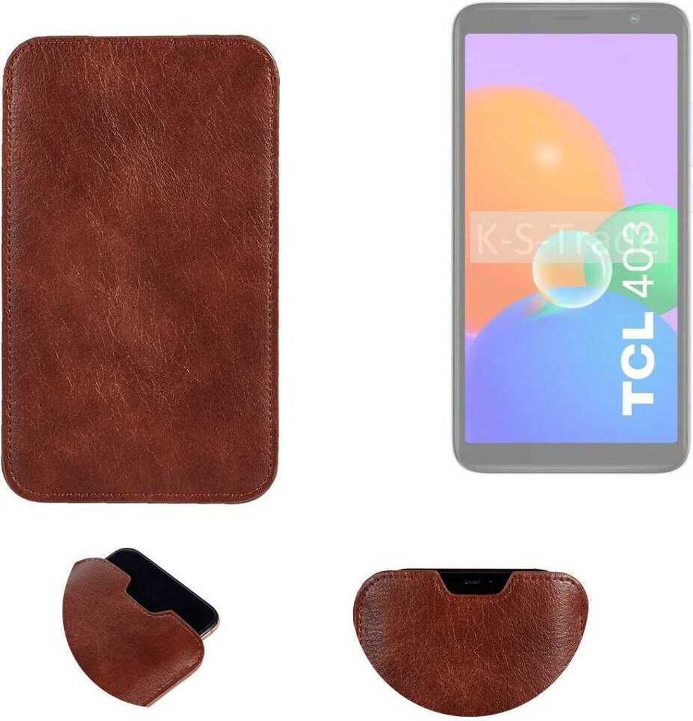 K-S-Trade Schutzhülle Handyhülle kompatibel mit TCL 403 Handytasche Kunstleder Sleeve in braun