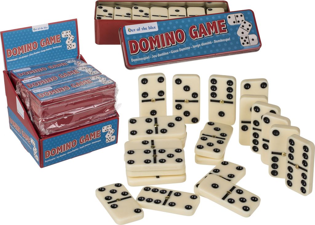 Dominospiel, 6er Version, 28 Steine in Metalldose, Produktbild 