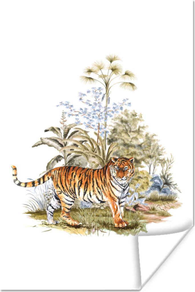 MuchoWow Poster Tiger - Pflanzen - Gras 120x180 cm - Kunstposter