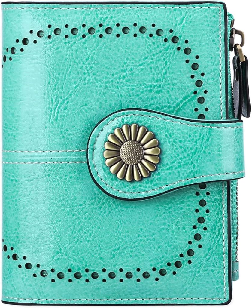 SENDEFN Damen Geldbörse aus weichem Echtleder, 16 Kartenfächer, kompaktes Portemonnaie mit RFID Blocker, elegantes Design für sicheren Schutz