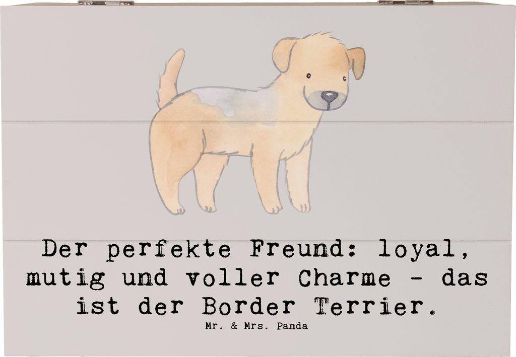 Mr. & Mrs. Panda Schatulle Border Terrier Freund 22 x 15 cm - Grau Pastell - Geschenk, Aufbewahrungstruhe, perfekter, Hunderassen, fotobox, Vielfal...