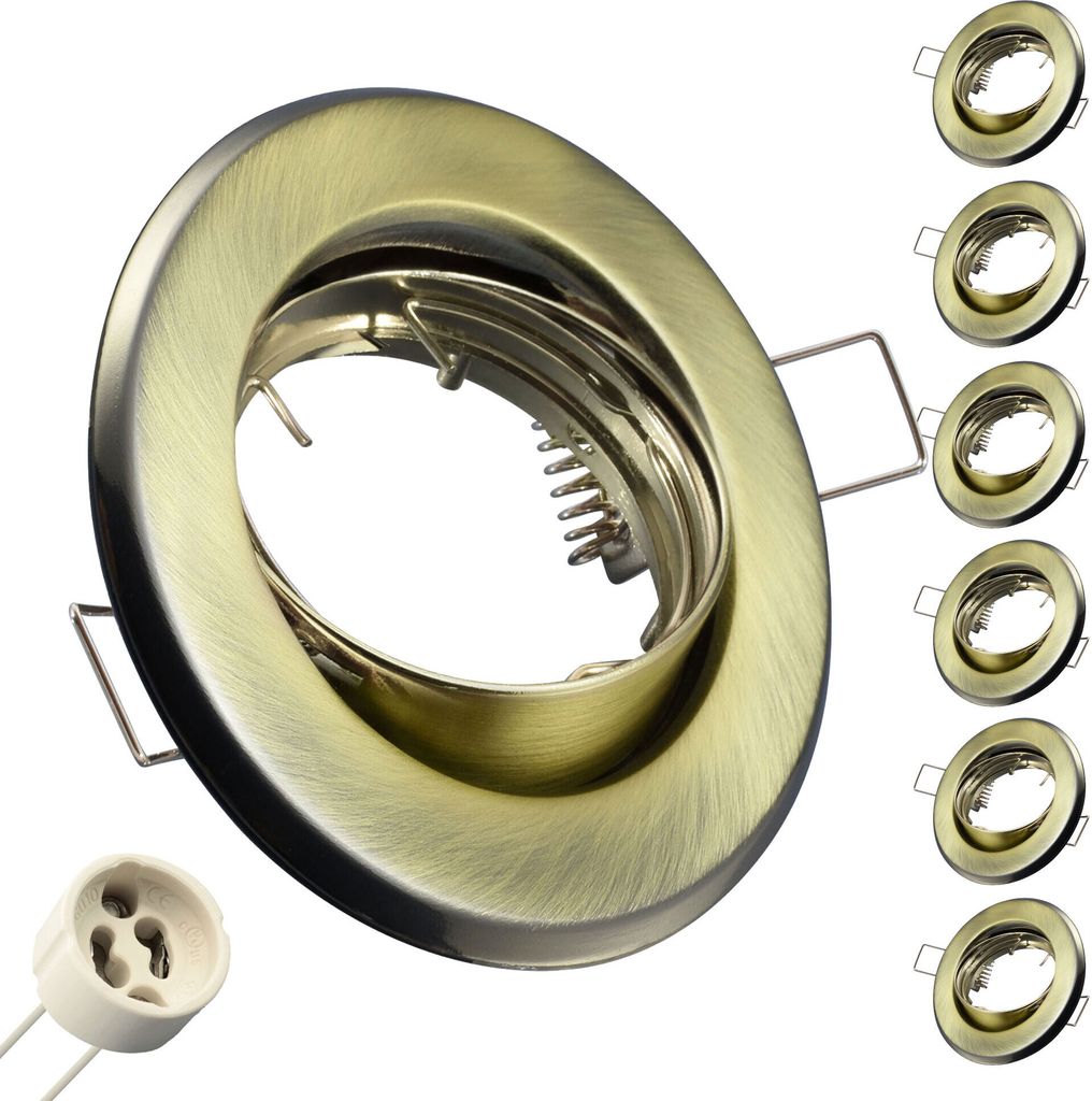 6 x Einbaustrahler B002-SB, Altmessing mit GU10 Fassung