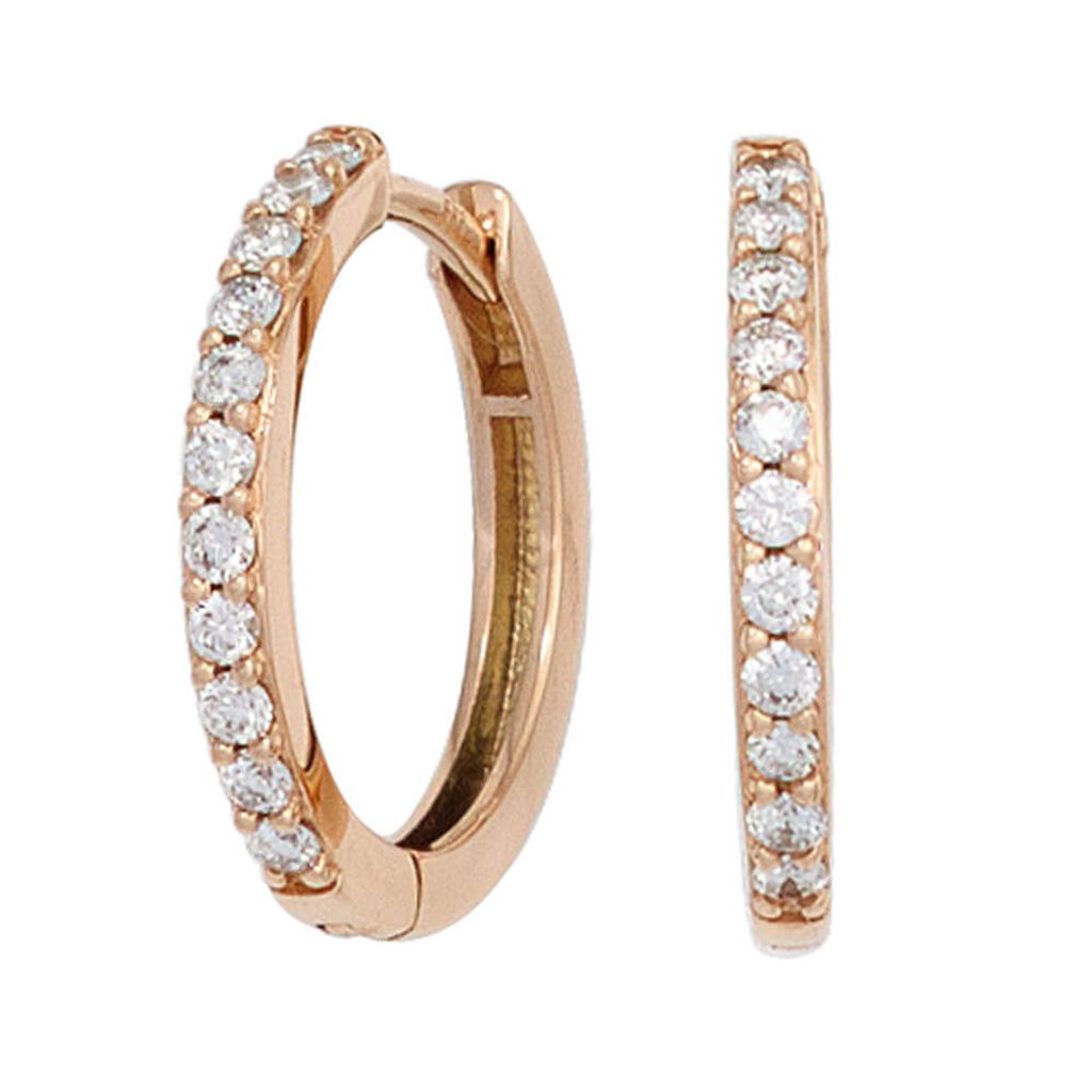 Ohrringe 16,5mm Creolen mit 22 Diamanten Brillanten 585 Gold Rotgold Damen