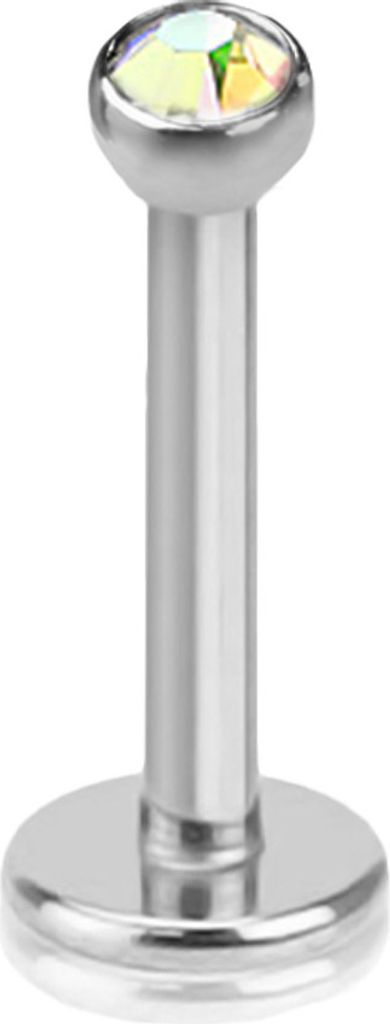 viva-adorno 1,2x8x2mm Lippen Piercing Stecker Tragus Labretstecker Zirkonia Edelstahl Innengewinde in verschiedenen Farben Z188, rainbow