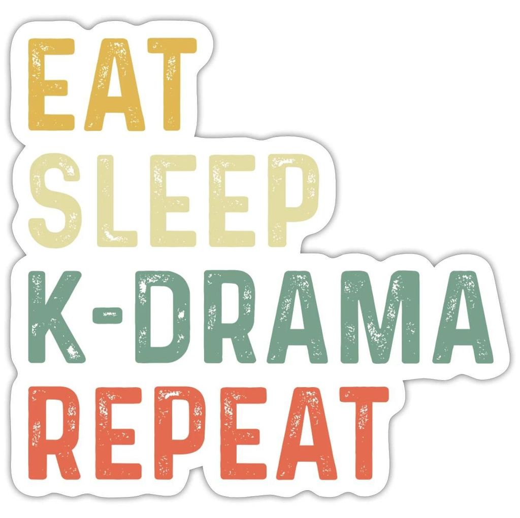 Spreadshirt Eat Sleep K-Drama Repeat K-Pop Fan Sticker Aufkleber, 10 x 10 cm, Mattweiß