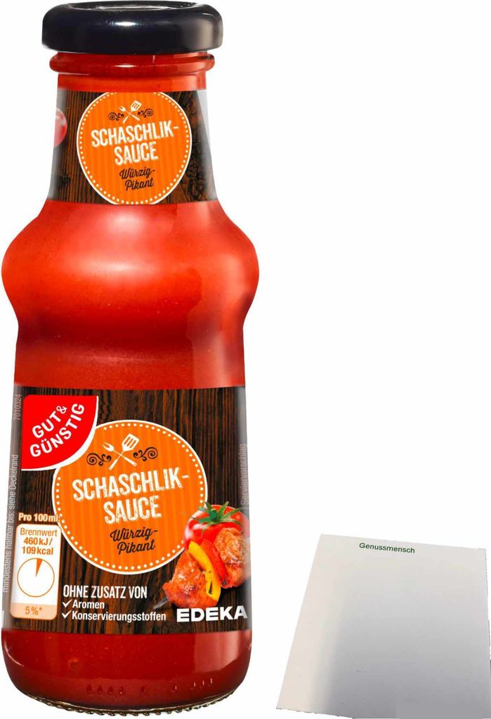 Gut & Günstig Schaschlik-Sauce würzig-pikant (250ml Glas) + usy Block