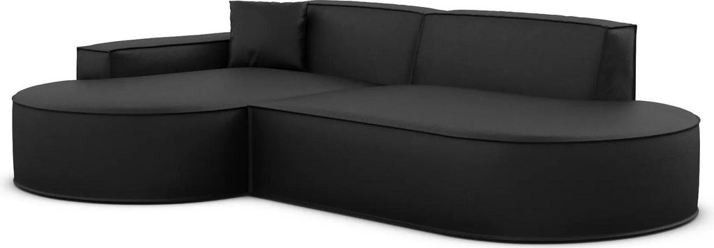 Echtleder L-Form Lounge Studio Sofa Brevia Schwarz Links