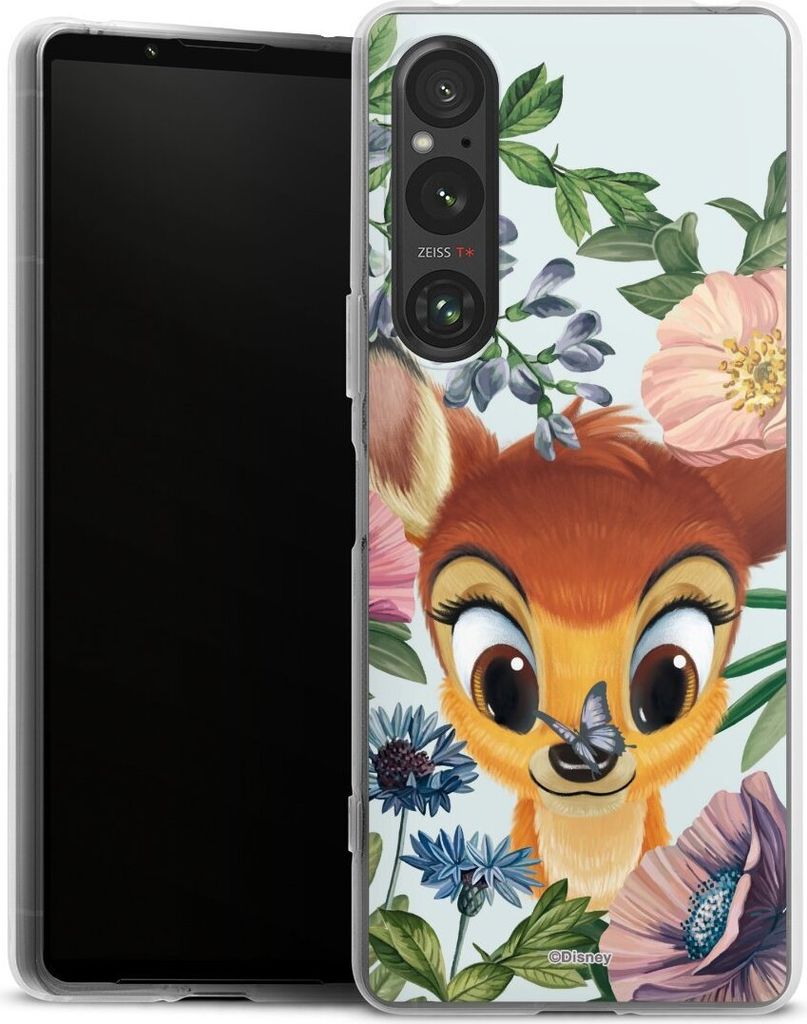 DeinDesign Handyhülle für Sony Xperia 1 V Silikon Hülle Case Smartphone Schutzhülle Bambi Blumen Disney
