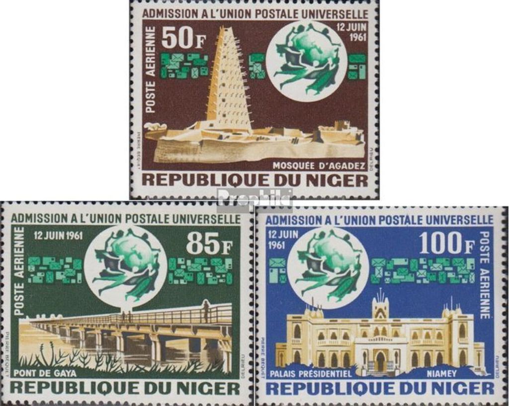 Briefmarken Niger 1963 Mi 34-36 (kompl.Ausg.) postfrisch Aufnahme in den Weltpostverein