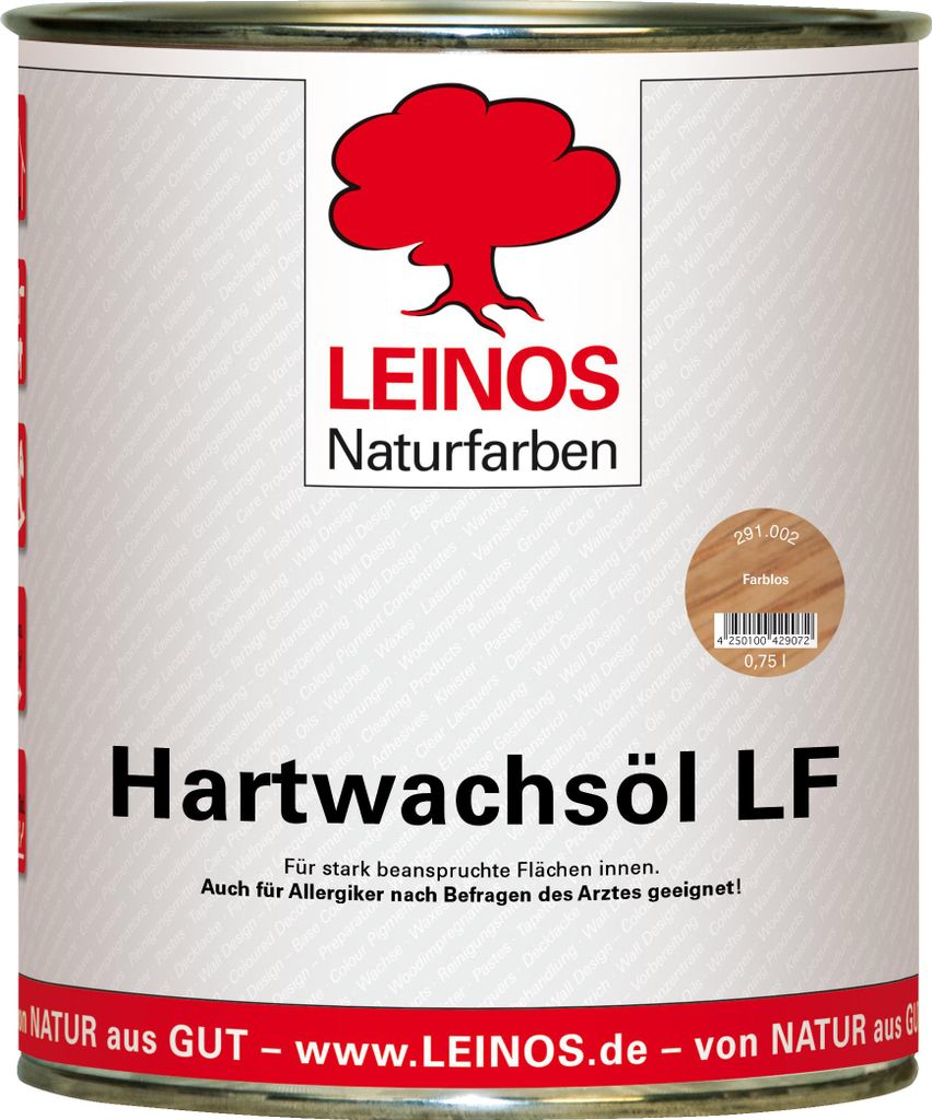 LEINOS Hartwachsöl LF 291 farblos 0,75 L für den Innenbereich– lösemittelfrei für Holz- & Korkböden, Möbel & Innenflächen – seidenmatt, ...