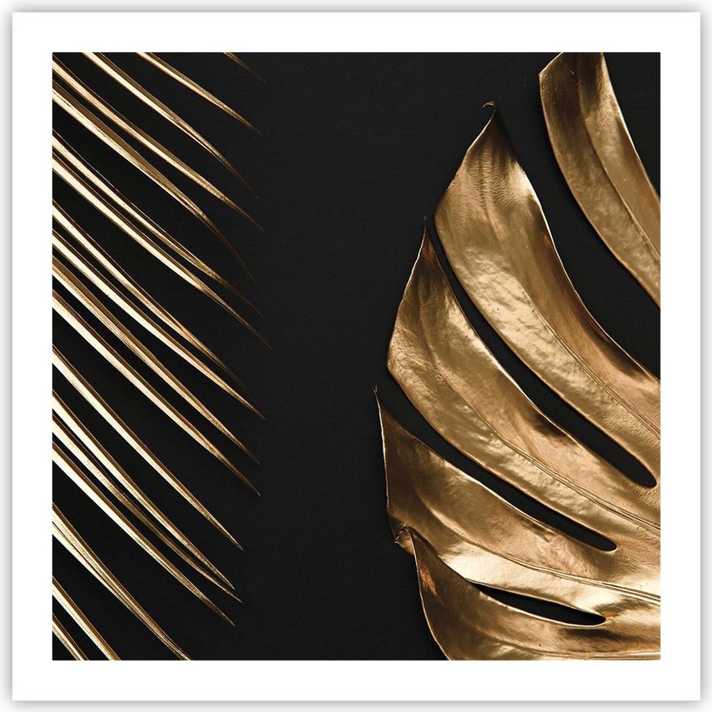 Poster - Poster ohne Rahmen - Golden Blatt Monstera - 60x60 Produktbild 