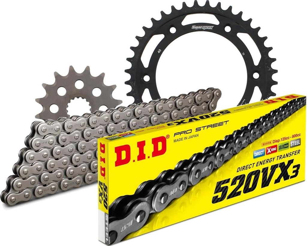 DID Kit Stahl Kompatibel mit KTM EGS620 LC4 LSE 97-98/Enduro 640 L... 16-40-118 DID520VX3 Clip