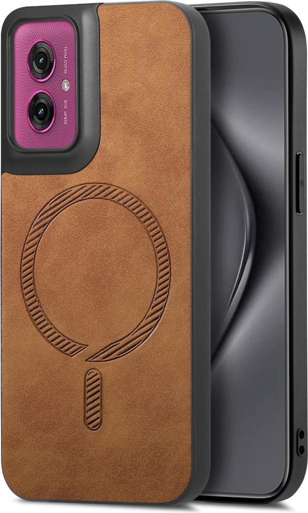 MagSafe Hülle für Motorola Moto G55 - Phonesta Retro Back Cover - Braun
