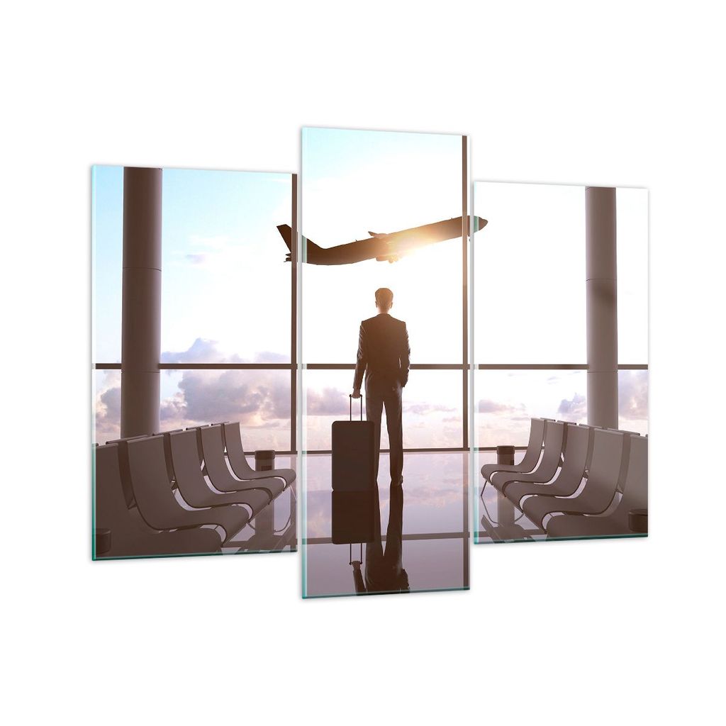 Bilder auf glas - Flughafen Halle Architektur Glas - 130x100cm - Glasbilder - Wandbilder - Kunstdruck - Wanddekoration aus Glas - Glas Bilder - Wan...