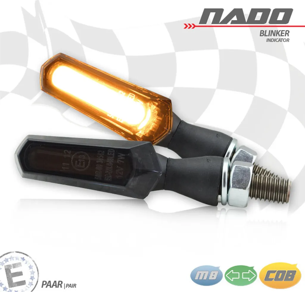 Clignotant COB NADO Alu Noir - Éclairage LED Moto Haute Visibilité