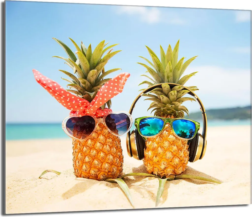 Piastra Coprifornelli Ananas Beach 60x52 | Tagliere Vetro Decorativo
