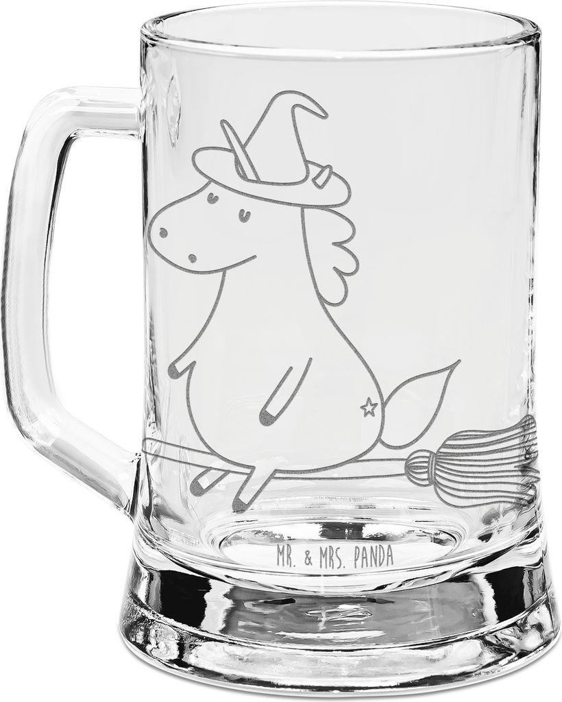 Mr. & Mrs. Panda Gravur Bierkrug Einhorn Hexe - Transparent - Geschenk, Humpen, Seidel, Freundin, Unicorn, Frau, Teufel, Mit, Einhörner, Glasseide...