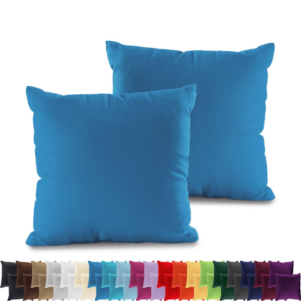 2er PACK JERSEY Kissenbezüge 100% Baumwolle Kissenhülle 160 Gr/m², in Größe: 40x40 cm, in Farbe: Royalblau