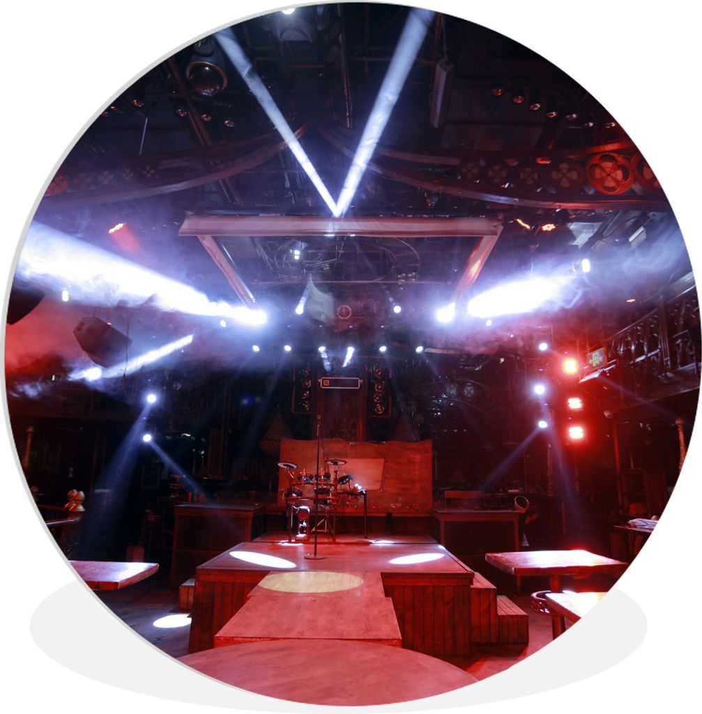 MuchoWow Rundes Wandbild - Runde Bilder Eine leere Disco Ø 30 cm Kreis Wanddekoration Kunststoff - Wandkreis - Wandschmuck - Schlafzimmer - Bild...