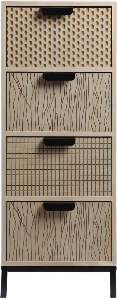 Rebecca Mobili Commode étroite avec 4 tiroirs en bois coloris brun