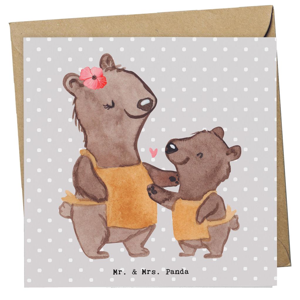 Mr. & Mrs. Panda Grußkarte Arbeitserzieherin Herz - Grau Pastell - Geschenk, Klappkarte, Dankbar, anlasskarte, Studium, faltkarte, Glückwunschkar...
