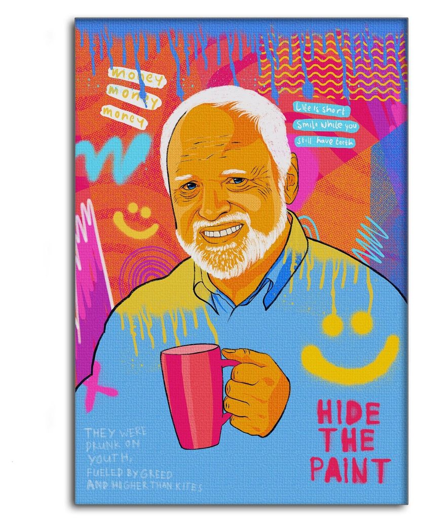Harold Meme - Leinwandbild Pop Art: 40x60 cm / Leinwand / Holz-Rahmen