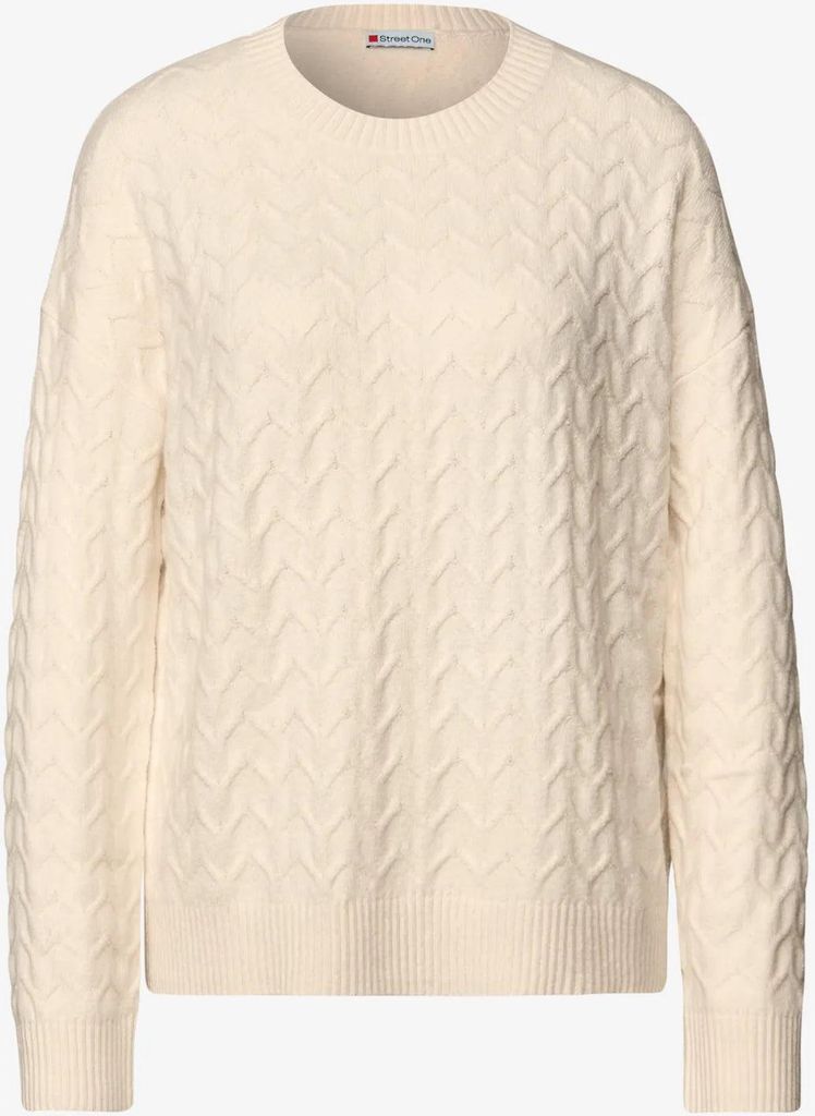 Street One Rundhalspullover 'Kuscheliger Strukturpullover', A303300, soft beige, Gr. 42