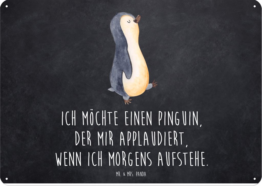 Mr. & Mrs. Panda Blechschild Pinguin marschieren DIN A4 - Kreidetafel - Geschenk, Bruder, Schild, Retro, Spazieren, Schwester, Aufstehen, Wandbild,...